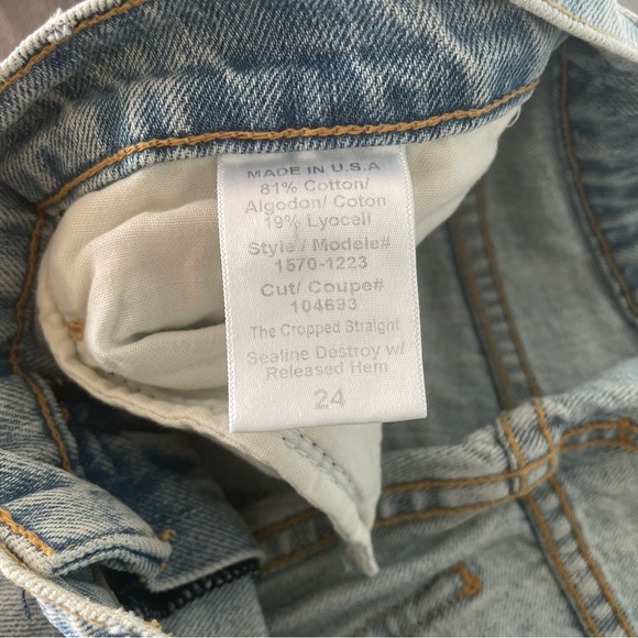 Current/Elliott The Cropped Straight Mid Rise Light Blue Jeans - Picture 11 of 14